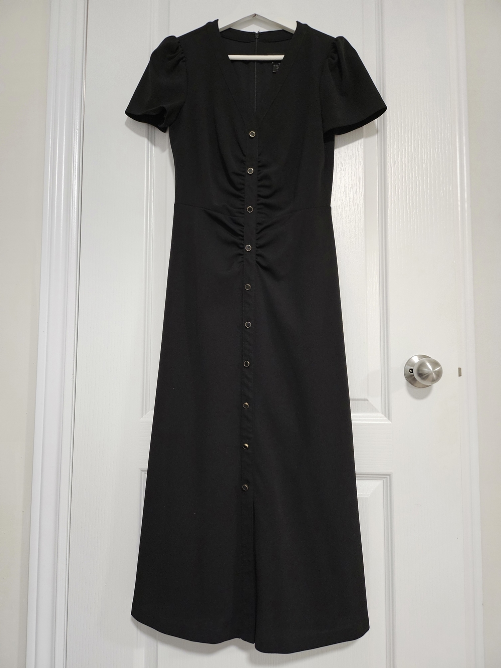 DKNY Black Button-Front Midi Dress